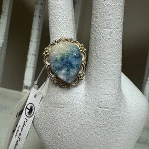 Elegant Sterling Silver and Blue Druzy Gemstone Ring